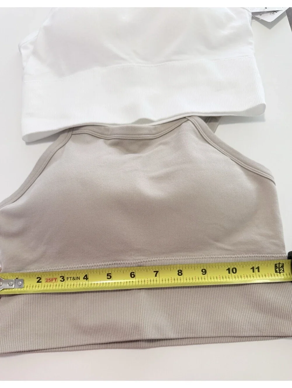 2 Pack Women Seamless Sports Bras Wireless Yoga Gym White Beige Size L